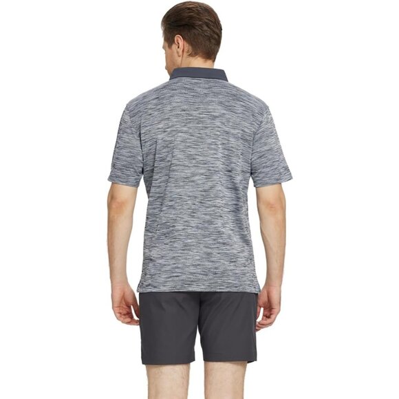 M MAELREG Mens Short Sleeve Dry Fit Black/Grey Heather Performance Polo Size 2XL - Picture 6 of 6